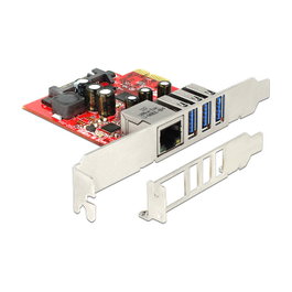 DeLOCK 89382 Tarjeta PCI Express x1 con 3x USB 5 Gbps y 1x Gigabit LAN Low Profile