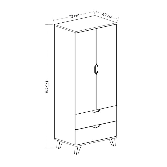 Hanah Home Armario Blanco 72x176x47 cm Fabricado en Tablero de Partículas Recubierto de Melamina Grosor 18mm