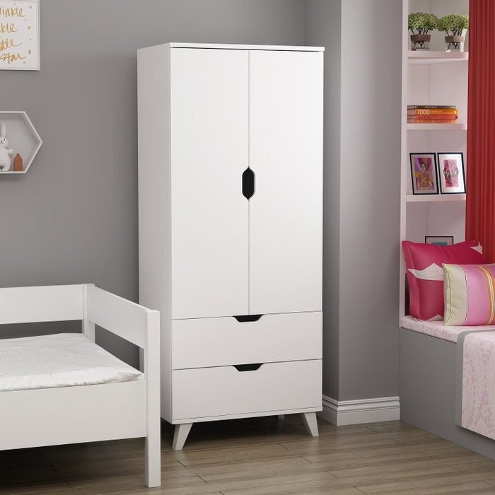 Hanah Home Armario Blanco 72x176x47 cm Fabricado en Tablero de Partículas Recubierto de Melamina Grosor 18mm