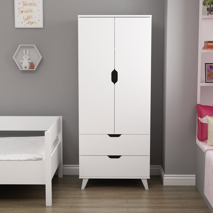 Hanah Home Armario Blanco 72x176x47 cm Fabricado en Tablero de Partículas Recubierto de Melamina Grosor 18mm