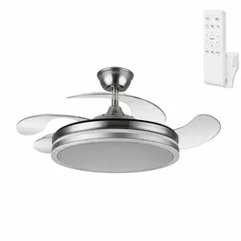 Ventilador DC Niquel 4 Aspas 6 Velocidades 59W 6980lm 3500-4000-6500k Verano-Invierno 107cm con Mando a Distancia