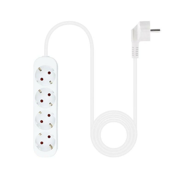 Nanocable Regleta de 4 Tomas con Toma de Tierra y Protección Infantil, 1.4 m, Blanco