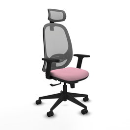 PIQUERAS Y CRESPO Silla de oficina Cilanco con mecanismo Sincro, Rosa y Gris