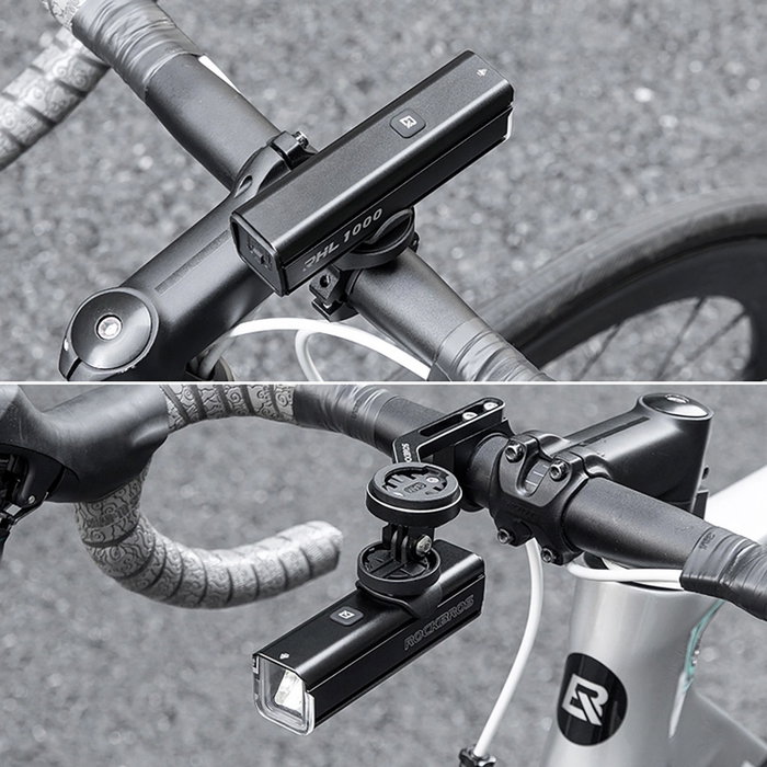 Rockbros Luz delantera de bicicleta 1000 lm con cable USB-C a USB-A, negra