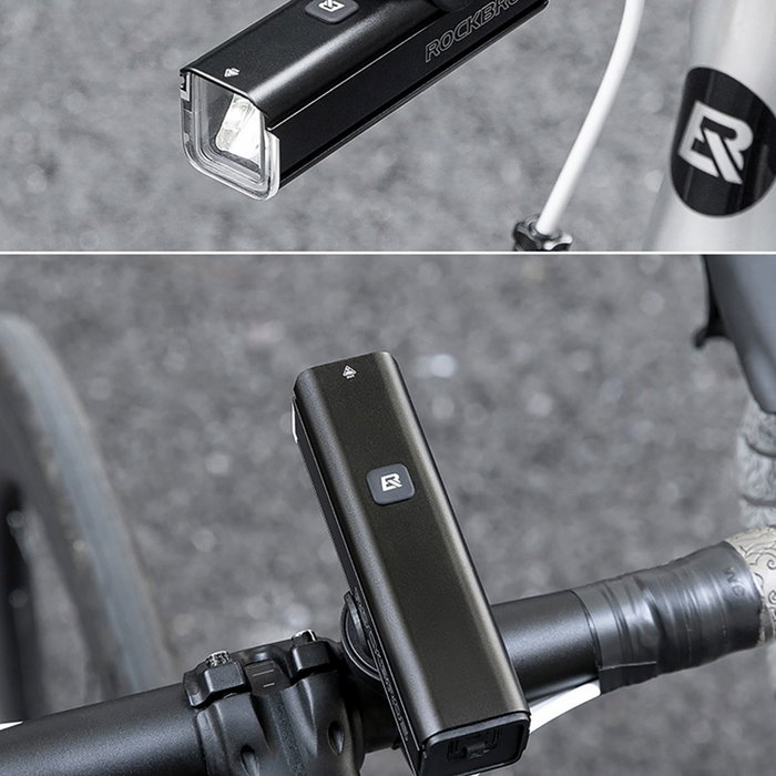 Rockbros Luz delantera de bicicleta 1000 lm con cable USB-C a USB-A, negra