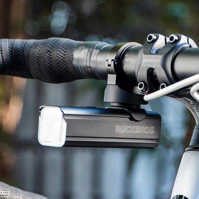 Rockbros Luz delantera de bicicleta 1000 lm con cable USB-C a USB-A, negra