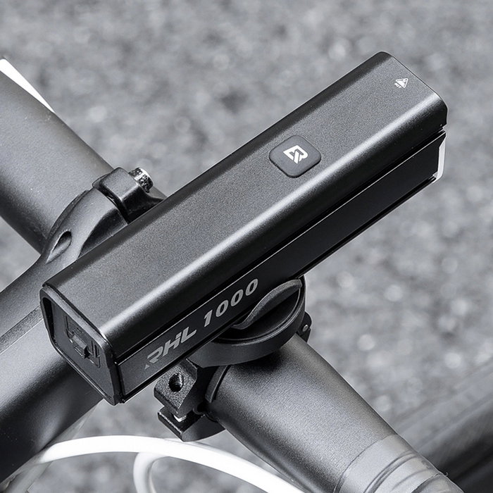 Rockbros Luz delantera de bicicleta 1000 lm con cable USB-C a USB-A, negra