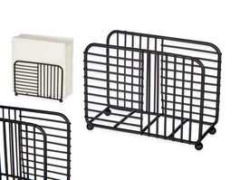 Kinvara Servilletero Metal Negro Sencillo 14.7 x 11.5 x 6.5 cm (Set de 6)