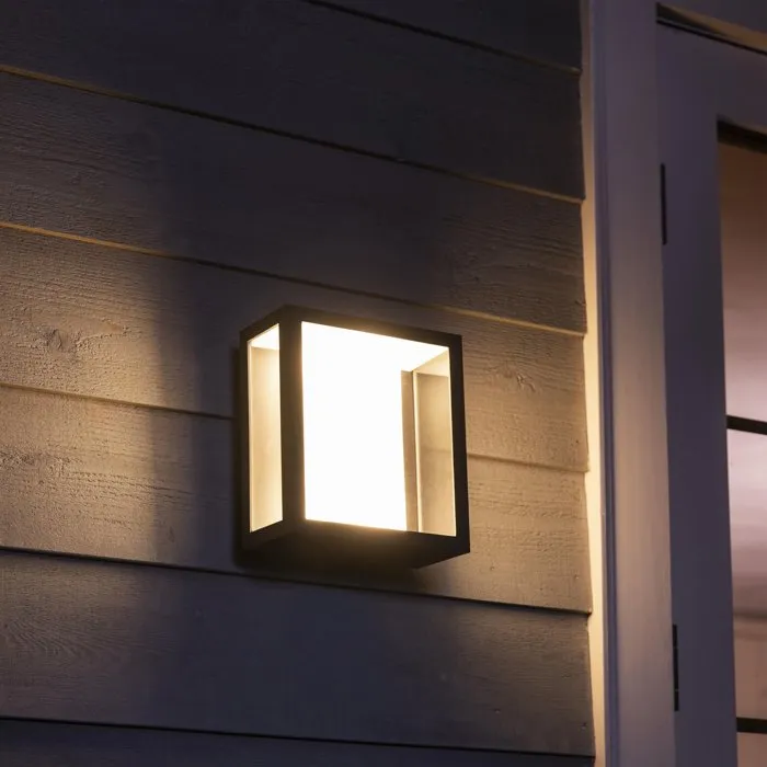 Philips Hue Aplique de Pared Impress - Luz Blanca y de Color - Negro - Grande - IP44 - PHI8718696170496 Philips Hue Aplique de Pared Impress - Luz Blanca y de Color - Negro - Grande - IP44 - PHI8718696170496