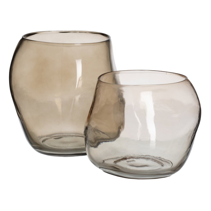 Jarrón Taupe Cristal Decoración 18 X 18 X 14,50 cm (Set de 2)