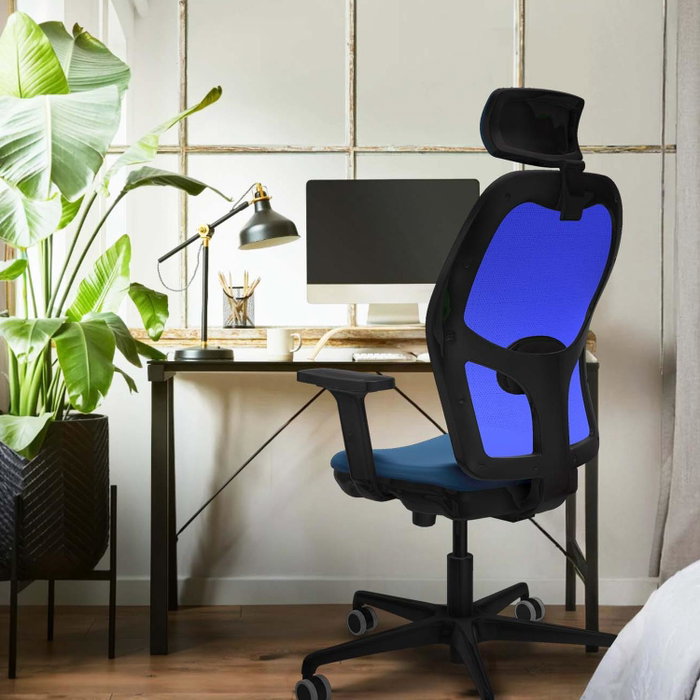PIQUERAS Y CRESPO Silla de oficina Jorquera con mecanismo Sincro/Traslack Azul y Blanco