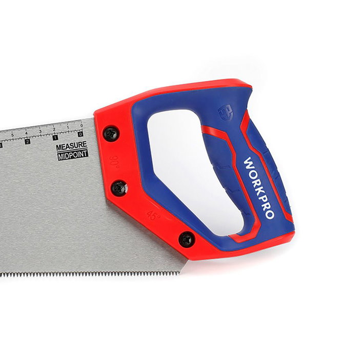 Workpro Serrucho de Mano Profesional 550 mm Hoja SK5 11 TPI Mango Ergonómico Cortes Rápidos Madera PVC