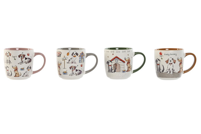 DKD Home Decor Tazas de Porcelana Perritos 380ml Surtido de 12 unidades DKD Home Decor Tazas de Porcelana Perritos 380ml Surtido de 12 unidades
