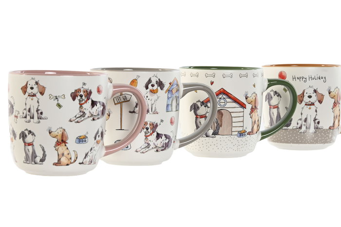 DKD Home Decor Tazas de Porcelana Perritos 380ml Surtido de 12 unidades DKD Home Decor Tazas de Porcelana Perritos 380ml Surtido de 12 unidades