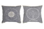 DKD Home Decor Set de 2 Cojines 45x45x10 cm Azul Marino y Blanco con Flecos