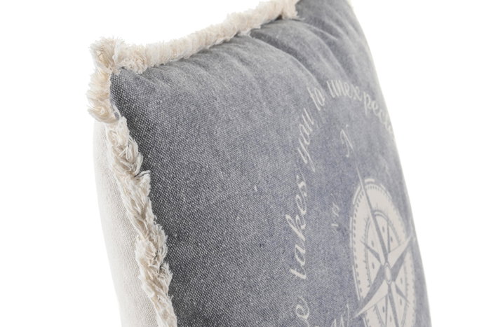 DKD Home Decor Set de 2 Cojines 45x45x10 cm Azul Marino y Blanco con Flecos