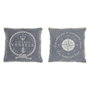 DKD Home Decor Set de 2 Cojines 45x45x10 cm Azul Marino y Blanco con Flecos