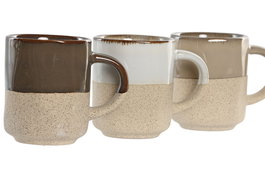 DKD Home Decor Taza Beige Verde Oscuro Gres 100ml 5.5 x 6.7 x 8 cm (12 Unidades)