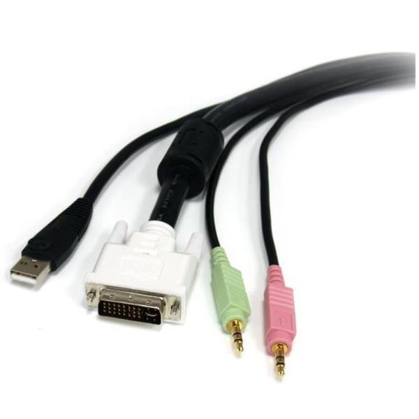 StarTech Cable Switch KVM 4 en 1 con Conectores DVI-I y USB 2.0 para Monitor, Teclado y Ratón - 1.8 m