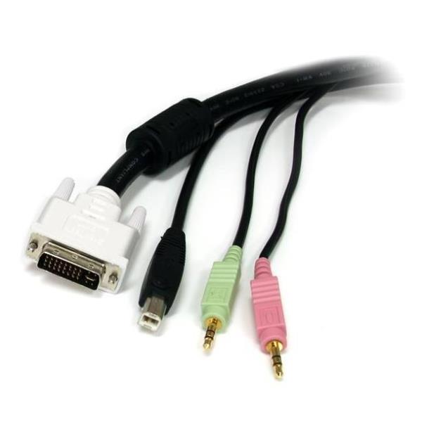 StarTech Cable Switch KVM 4 en 1 con Conectores DVI-I y USB 2.0 para Monitor, Teclado y Ratón - 1.8 m