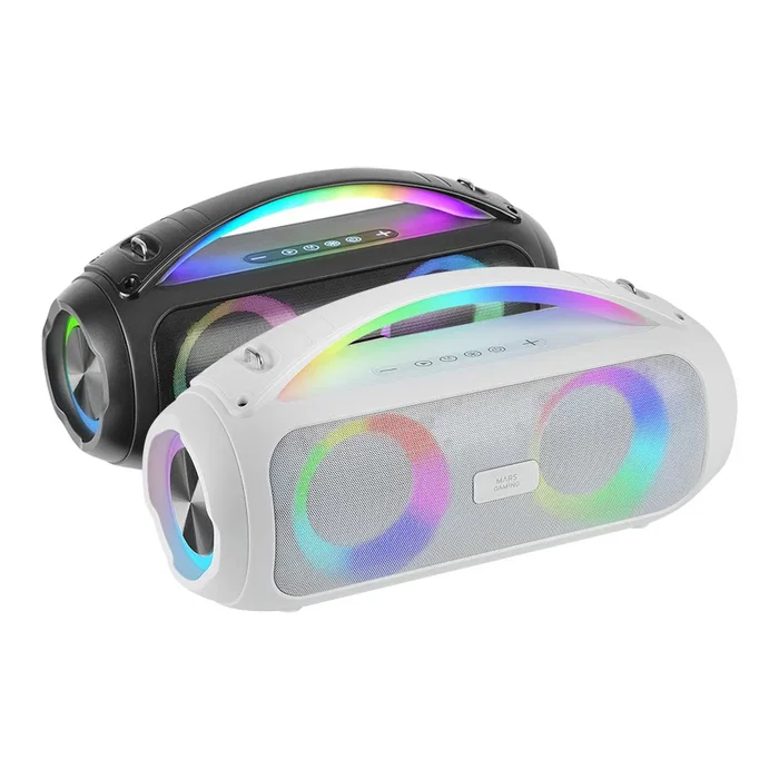 Mars Gaming MS-PULSE Altavoz Portátil Bluetooth 5.3 50W RMS con Iluminación RGB Ambiental, Radio FM, MicroSD, Aux, Manos Libres, Batería 8h, Color Blanco Mars Gaming MS-PULSE Altavoz Portátil Bluetooth 5.3 50W RMS con Iluminación RGB Ambiental, Radio FM, MicroSD, Aux, Manos Libres, Batería 8h, Color Blanco