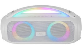 Mars Gaming MS-PULSE Blanco Altavoz Bluetooth Portátil 50W RMS con Iluminación RGB, Bluetooth 5.3, Radio FM, MicroSD, USB, AUX-In y Batería de 8 Horas