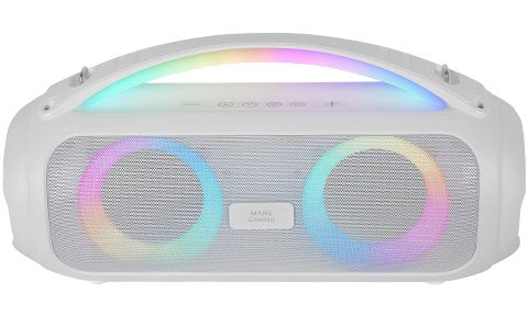 Mars Gaming MS-PULSE Altavoz Portátil Bluetooth 5.3 50W RMS con Iluminación RGB Ambiental, Radio FM, MicroSD, Aux, Manos Libres, Batería 8h, Color Blanco Mars Gaming MS-PULSE Altavoz Portátil Bluetooth 5.3 50W RMS con Iluminación RGB Ambiental, Radio FM, MicroSD, Aux, Manos Libres, Batería 8h, Color Blanco