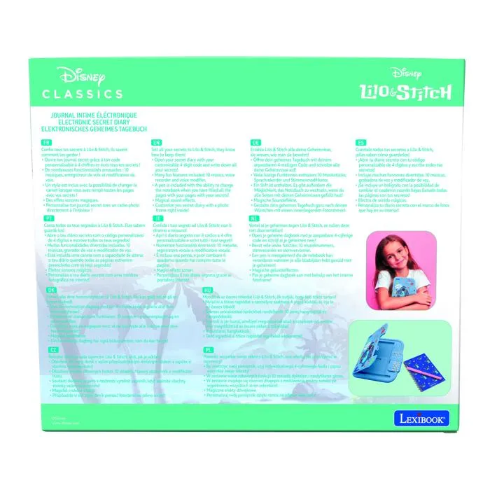 Lexibook Diario Electrónico Interactivo Disney Stitch con Caja Fuerte de 4 Dígitos
