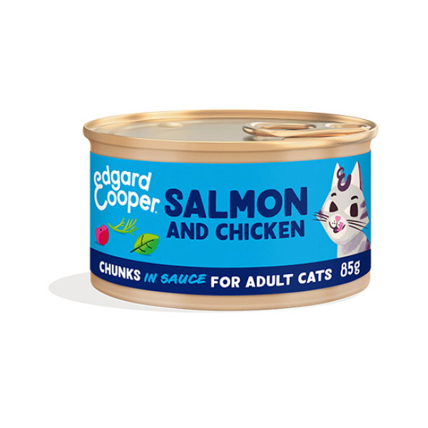 Edgar Cooper Feline Adult Trocitos Salmón y Pollo 18x85g Edgar Cooper Feline Adult Trocitos Salmón y Pollo 18x85g