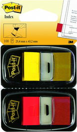 Post-It Pack 2 Dispensadores X 50 Marcadores Index 25,4x43,2mm Rojo/Amarillo 680-RY2 7000052571
