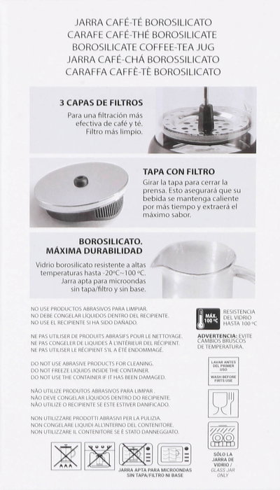 Inde Jarra de Vidrio para Café y Té, 600 ml, 8 Unidades
