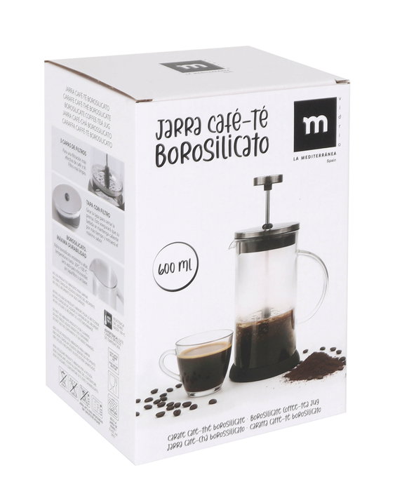 Inde Jarra de Vidrio para Café y Té, 600 ml, 8 Unidades