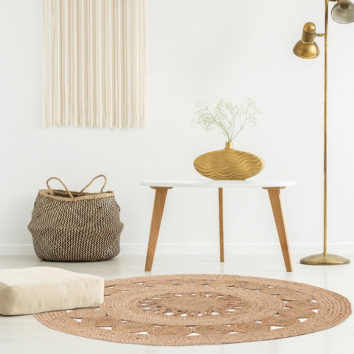 Home Deco Factory Alfombra de Yute Redonda d.90 cm