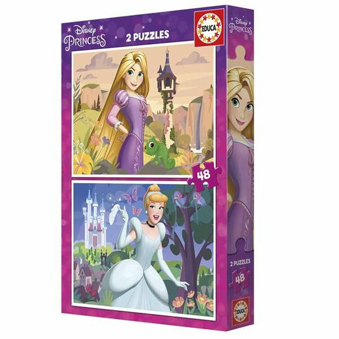 Set de 2 Puzzles Disney Princess Cinderella and Rapunzel 48 Piezas ...