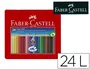 Faber Castell Lápices de Colores Acuarelables Colour Grip Triangular 24 Colores Surtidos Caja Metálica