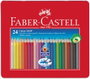 Faber Castell Lápices de Colores Colour Grip Acuarelables, Caja Metálica de 24 Colores Surtidos