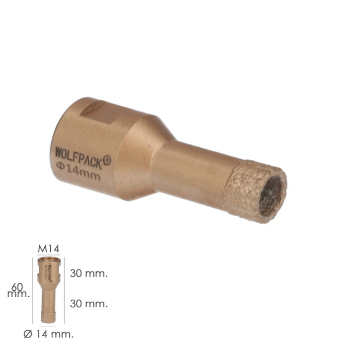 WOLFPACK LINEA PROFESIONAL Corona Diamante Ø 14 mm con Rosca M14