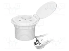 ORNO Regleta de alimentación para muebles con carga Qi y 2 puertos USB