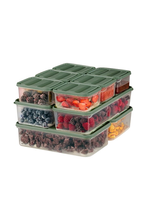 Hermia YBLLA10LU Cajas de almacenaje de plástico verde, Set de 10 piezas