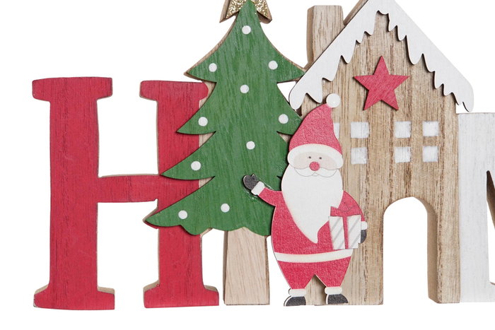 DKD Home Decor Decoración de Madera XMAS Surtido de 2 Unidades Rojo y Verde