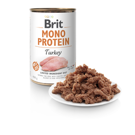Brit Mono Protein con Pavo 6 Latas 400g Comida Perros Alergias Sin Gluten Sin Soya Sin OGM