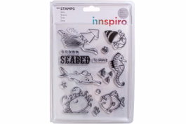 Innspiro Set sellos acrílicos Animales fondo marino 14x18cm