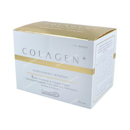 CUMEDIET Colagen Plus Golden 30 Sobres - Colágeno Marino, Vitamina C y Ácido Hialurónico para Piel, 30 Sobres
