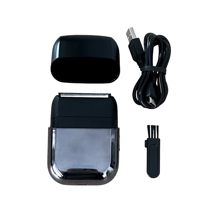 Kocos Ares Mini Máquina de afeitar eléctrica de láminas Recortadora para hombre compacta IPX7 resistente al agua USB-C 100 min autonomía Negro Gris