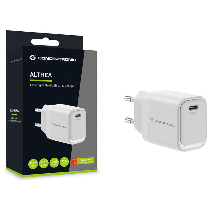 Conceptronic ALTHEA19W45 Cargador USB-C GaN 45W Blanco