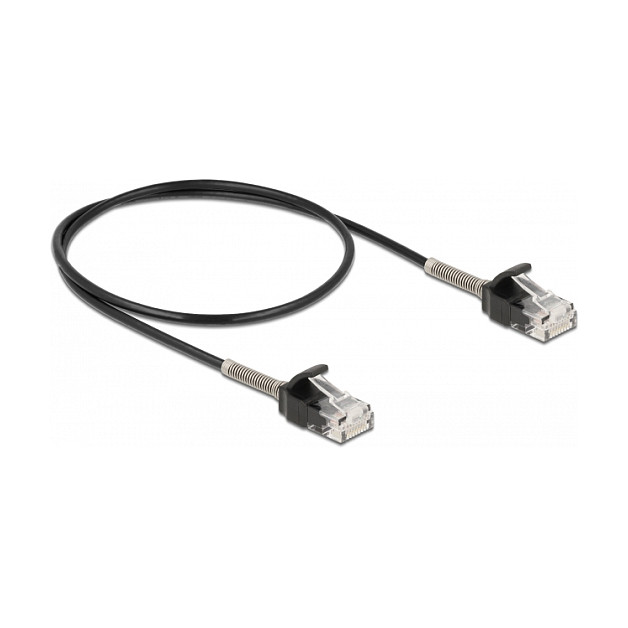 DeLOCK Cable de red Cat.6A RJ45 macho a RJ45 macho con protección contra dobleces 50 cm negro