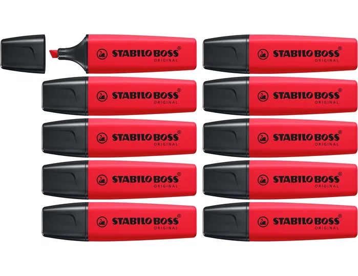 Stabilo STABILO BOSS ORIGINAL Marcador Fluorescente Rojo Real (Set de 10)