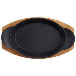 Dangrill Plato Oval Hierro 15x22cm Con Bandeja Bambú