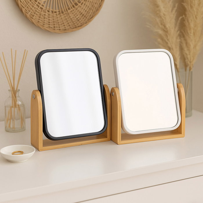 Versa Espejo de Mesa Blanco 1x/3x Aumentos ABS, Bambú y Espejo 5 x 20 cm (2 Unidades) Versa Espejo de Mesa Blanco 1x/3x Aumentos ABS, Bambú y Espejo 5 x 20 cm (2 Unidades)