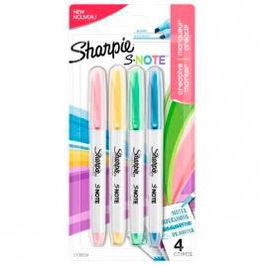 Sharpie Marcador S-Note Rotulador Punta Biselada Colores Surtidos Pastel Blíster 4 Ud